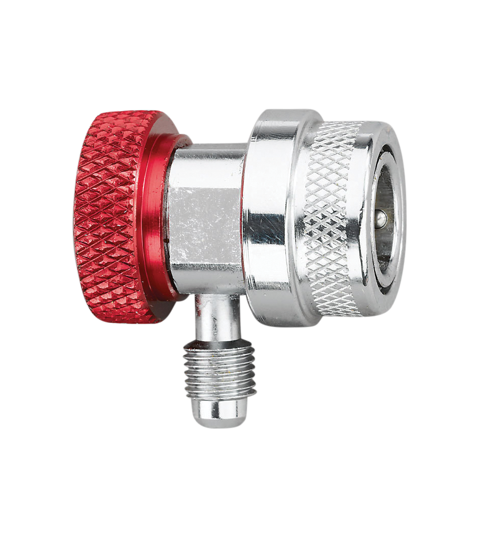 VALVOLA DI SERVIZIO COMPATTA PER R134Aa. RACCORDO 1/4" SAE. 6 SFERE, CROMATI, ROSSO