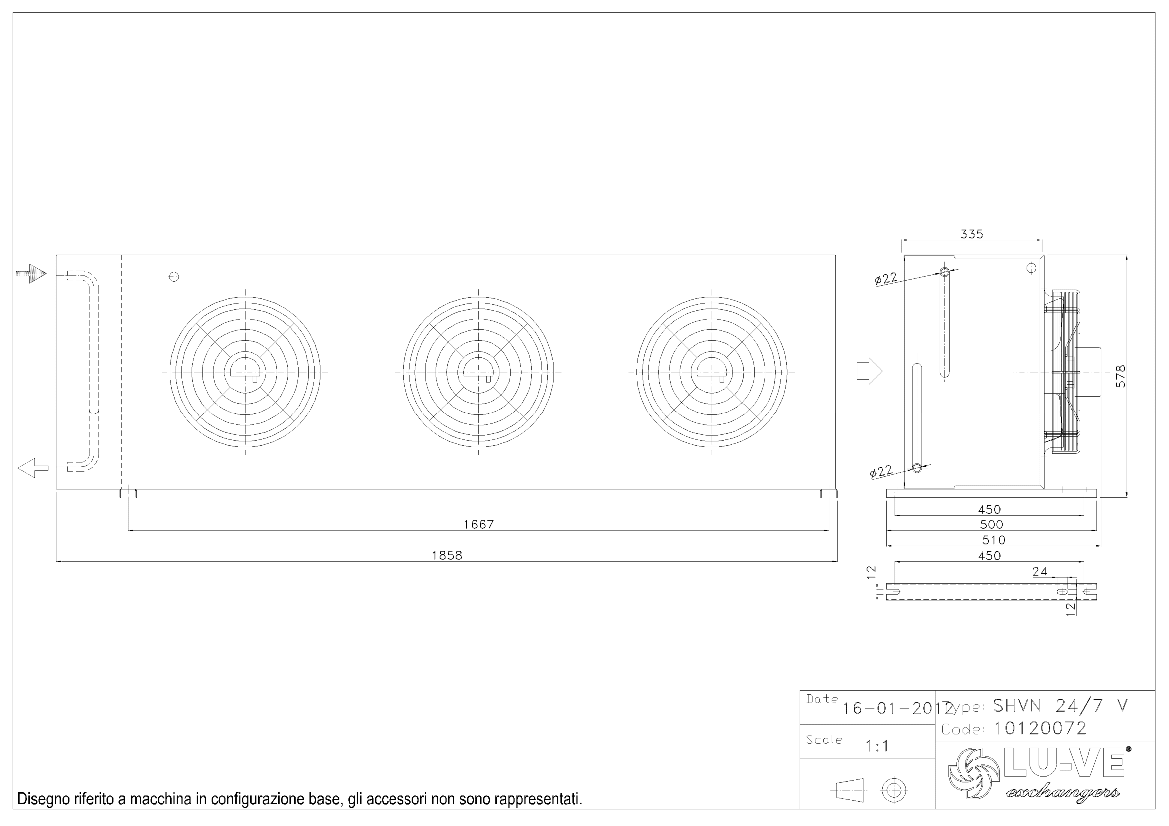 CONDENSATORE ARIA LUVE SHVN 24/7 V VENTIL. EC Super Hitec Ventilato Normale /Installazione verticale