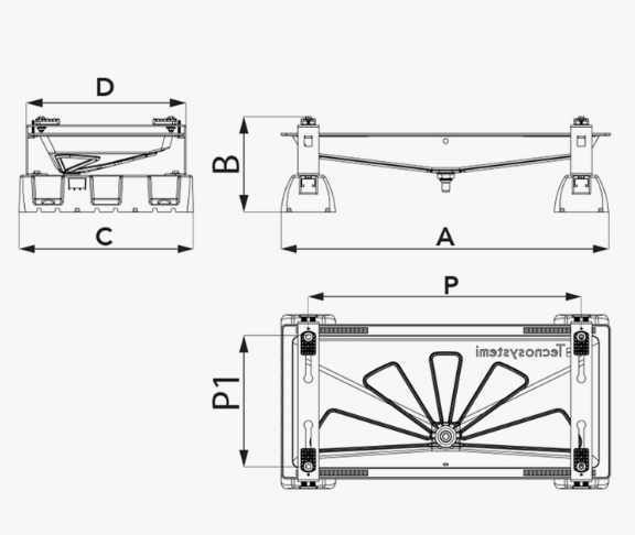 SUPPORT AU SOL INFINITY AVEC BAC DE RÉCUPÉRATION BLUE RIVER ET BASES EXTREME