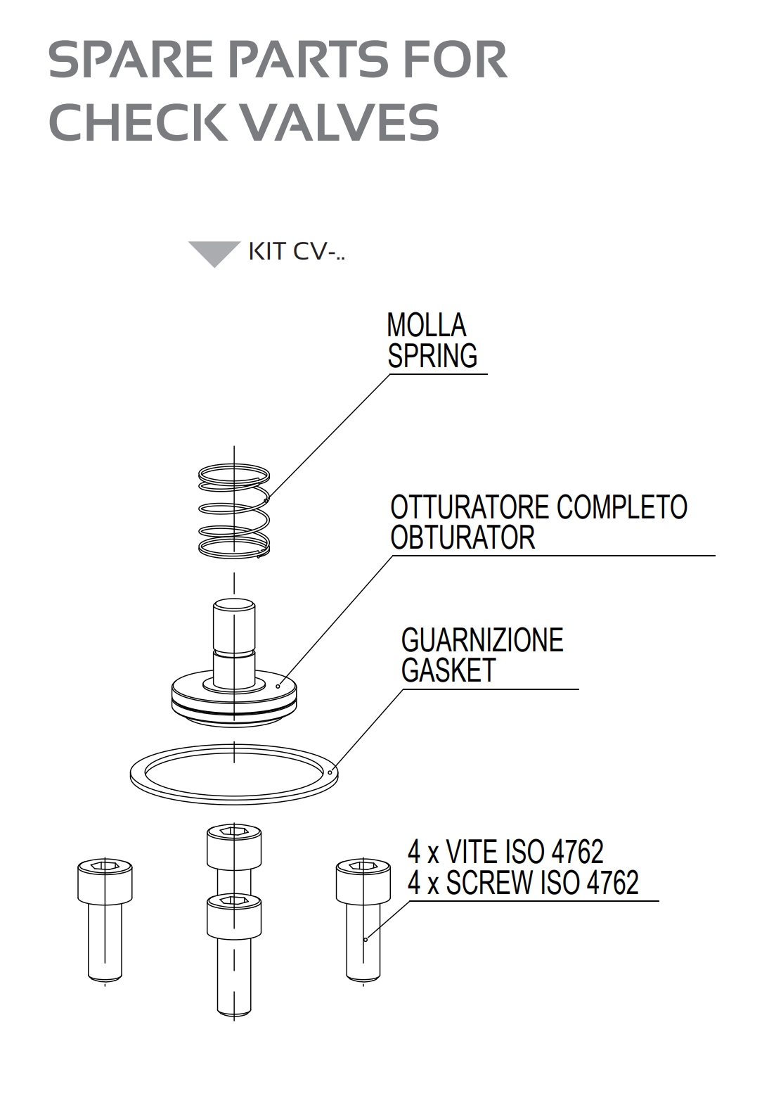 KIT DE PIÈCES DE RECHANGE POUR CLAPETS  ANTI-RETOUR