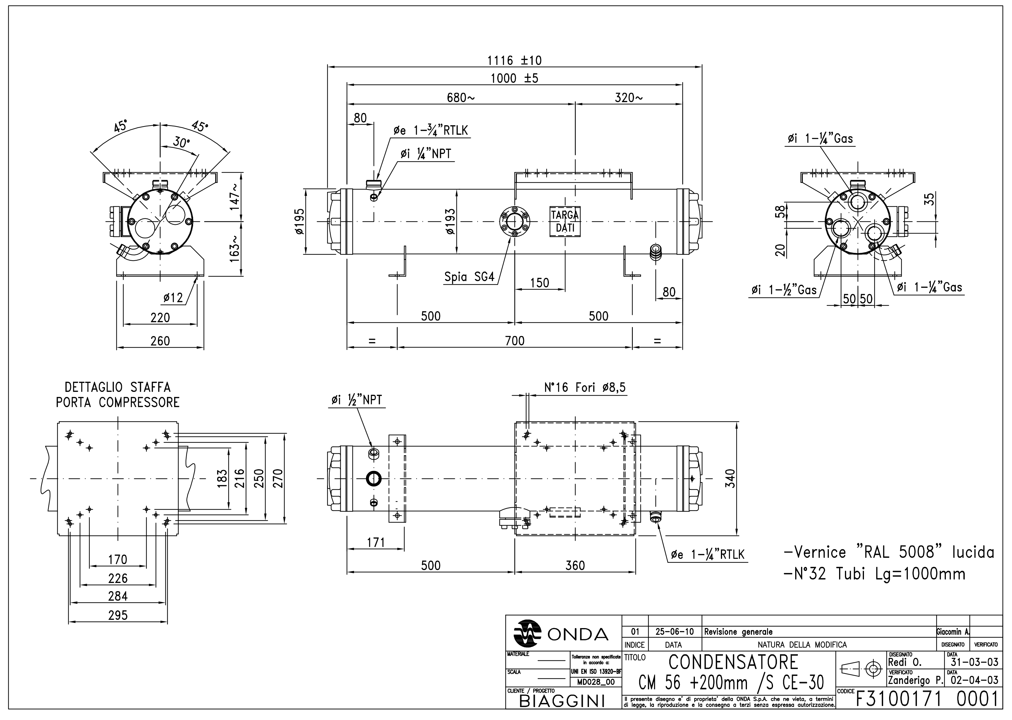 CONDENSEUR À EAU CM 56 +200MM /S CE-30 COD. F31001710001