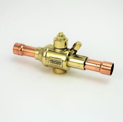 VANNE À BILLE AVEC SCHRADER 2 VOIES 3/4" ODS  R744 CO2 TRANSCRITICAL - ECO REFRIGERATION - Type laiton avec connexions en CuFe