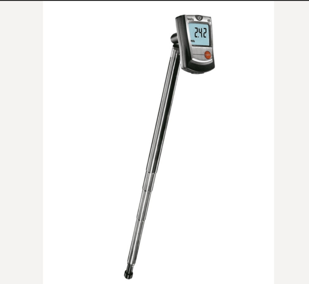TESTO 405 - ANÉMOMÉTRE À FIL CHAUD AVEC TÉLESCOPE, INCL. SUPPORT POUR CONDUITS, CLIP DE MONTAGE ET PILES