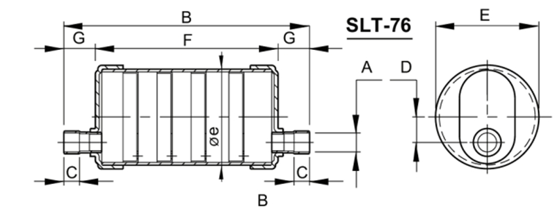 MUFFLER SLT-150/54 2-1/8" 45 BAR 