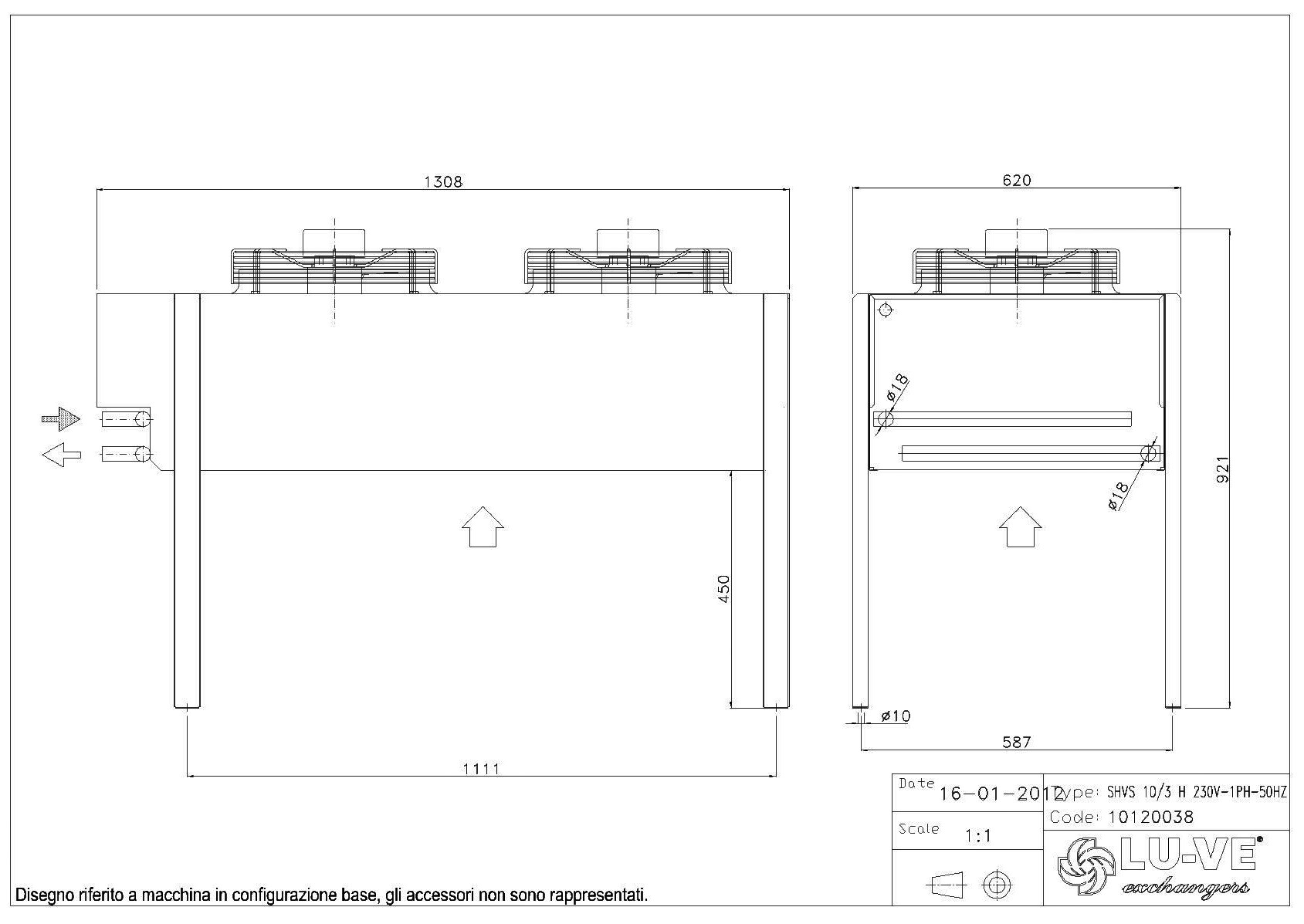 CONDENSATORE ARIA LUVE SHVS 10/3 V VENTIL. 230V Super Hitec Ventilato Silenzioso /Installazione verticale