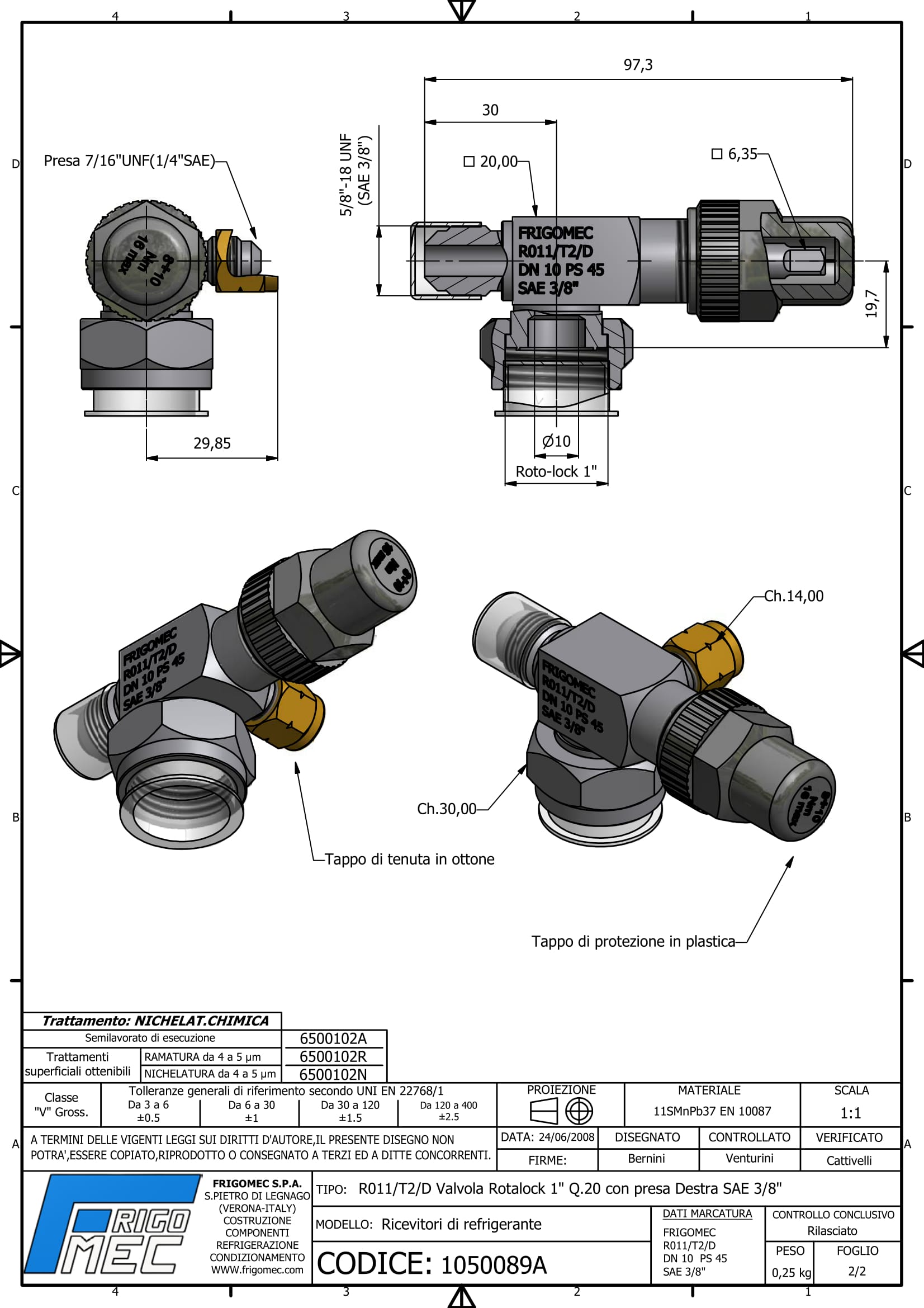 VALVE ROTALOCK 1 "Q.20 AVEC DOUILLE DX SAE 3/8" 