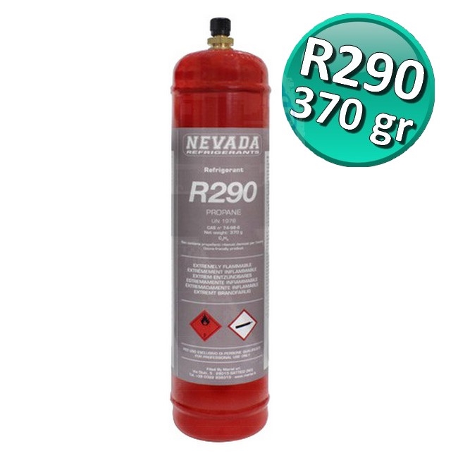 PROPANE RÉFRIGÉRANT R290 -  370 GRAMMES UN 1978 GAS PROPANO R290 2, 2.1 (B/D)