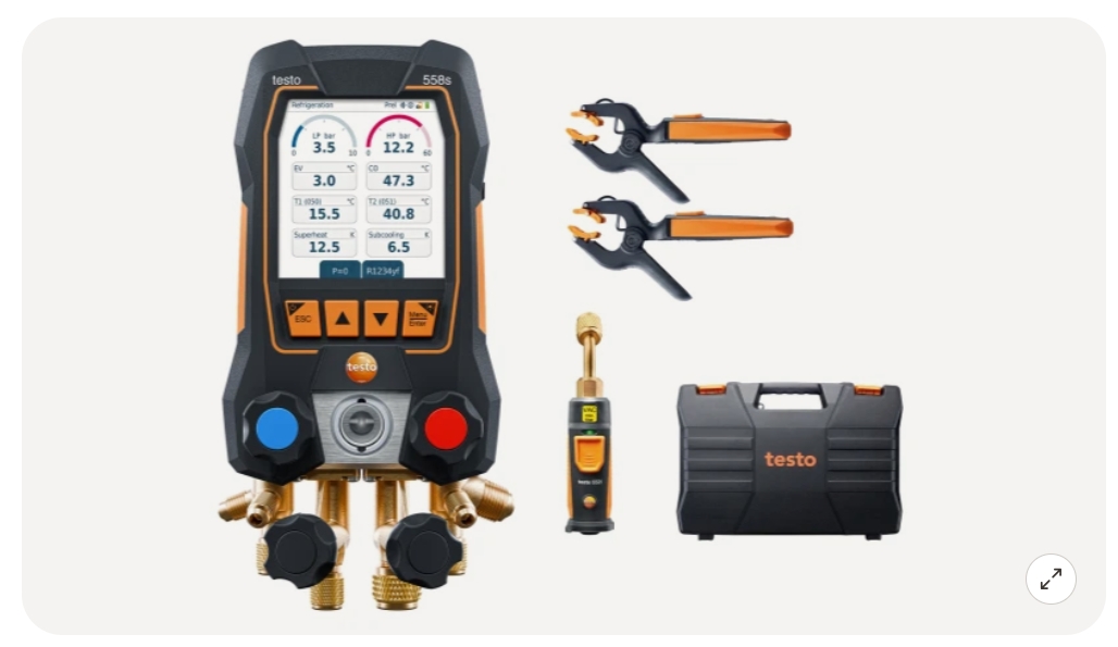 TESTO 558s - KIT SMART VIDE MANIFOLD ÉLECTRONIQUE INTELLIGENT AVEC SONDES DE TEMPÉRATURE ET DE VIDE SANS FIL