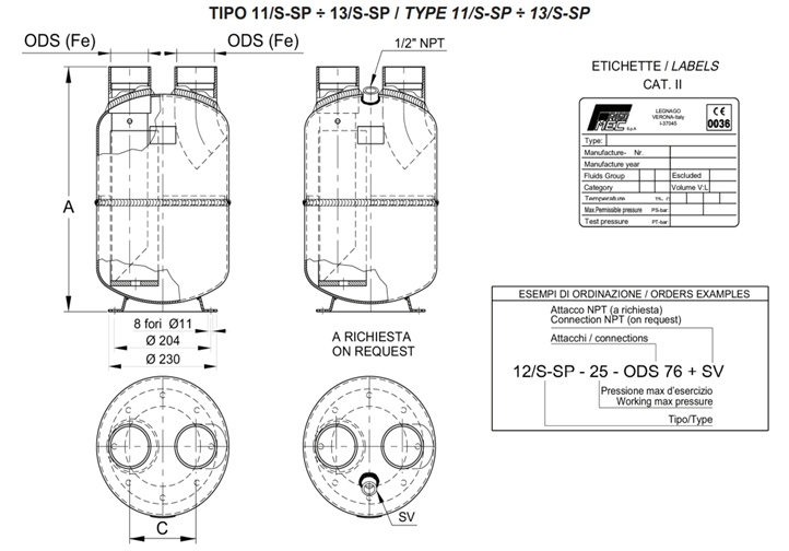 SÉPARATEUR DE LIQUIDE 1 1/8" SANS ÉCHANGEUR 09/S ODS 1-1/8" 25 BAR D. 220x407