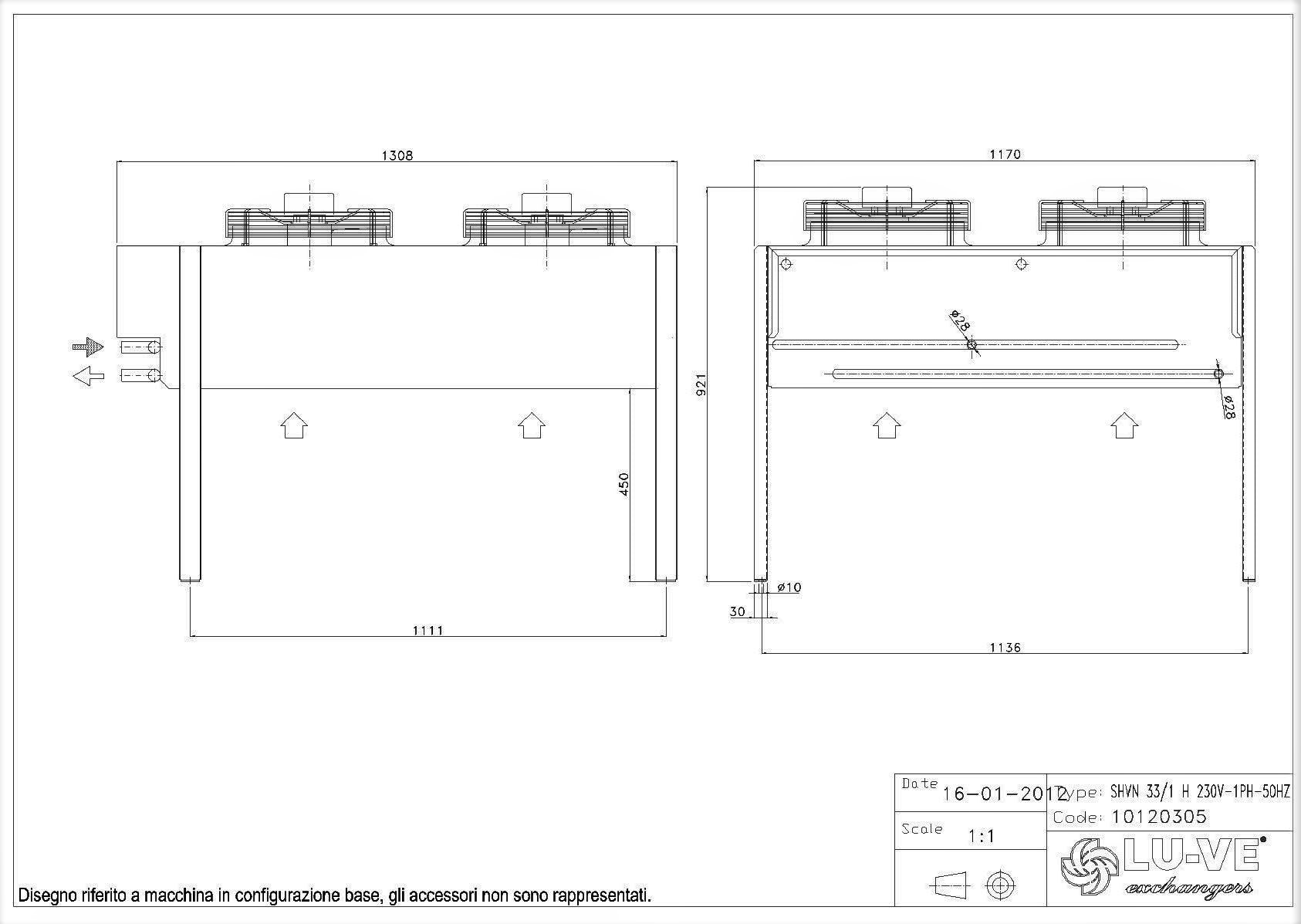 CONDENSATORE ARIA LUVE SHVN 33/1 V VENTIL. EC Super Hitec Ventilato Normale /Installazione verticale