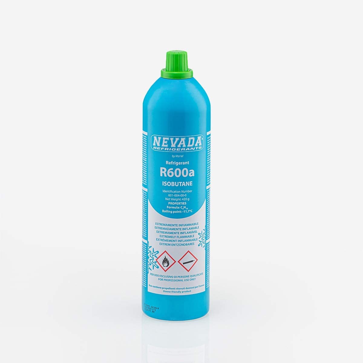 CYLINDRE DE GAZ RÉFRIGÉRANT ISOBUTANE R.600A - 0,42 kg  Contenants de gaz kg 1,11