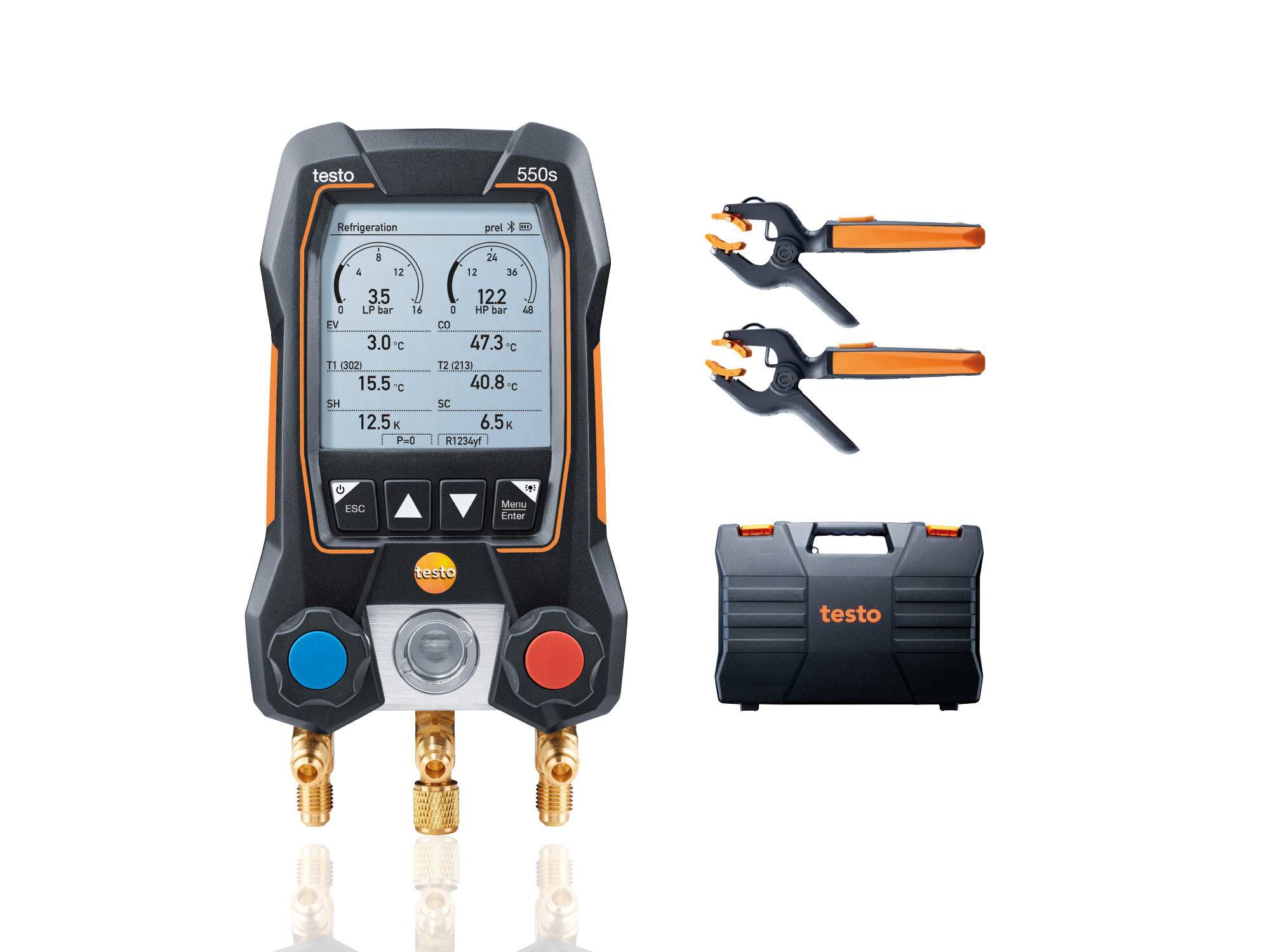 TESTO 550s KIT DE BASE - MANIFOLD  ÉLECTRONIQUE INTELLIGENT AVEC SONDES DE TEMPÉRATURE FILAIRES À PINCE