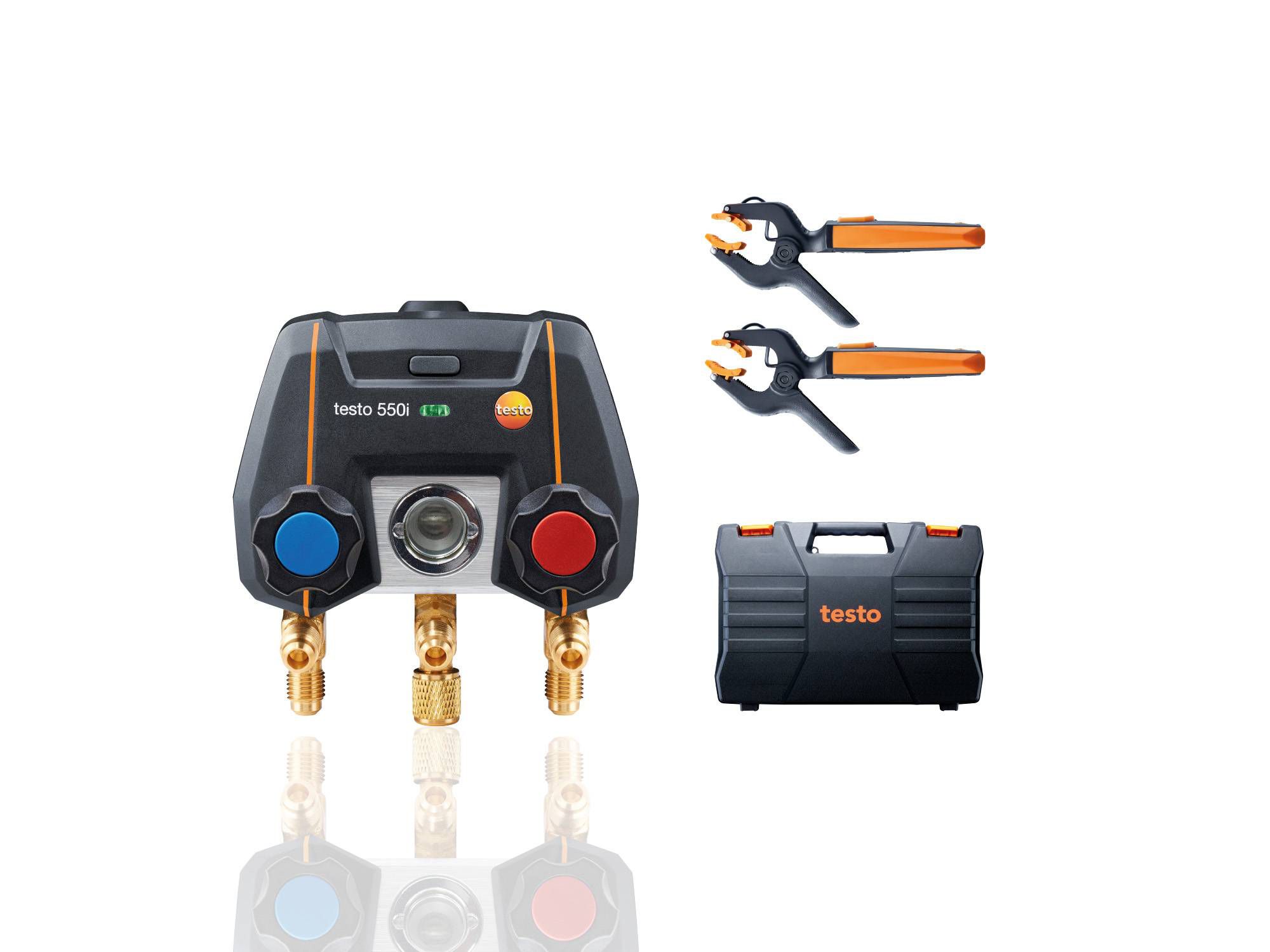 TESTO 550I KIT SMART - MANIFOLD ÉLECTRONIQUE COMMANDÉ PAR APP AVEC SONDES DE TEMPÉRATURE À PINCE SANS FIL (CTN)