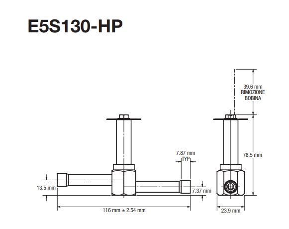VANNE MAGNETIQUE E5S130-HP 3/8" À BRASER - COD. 4079-00 