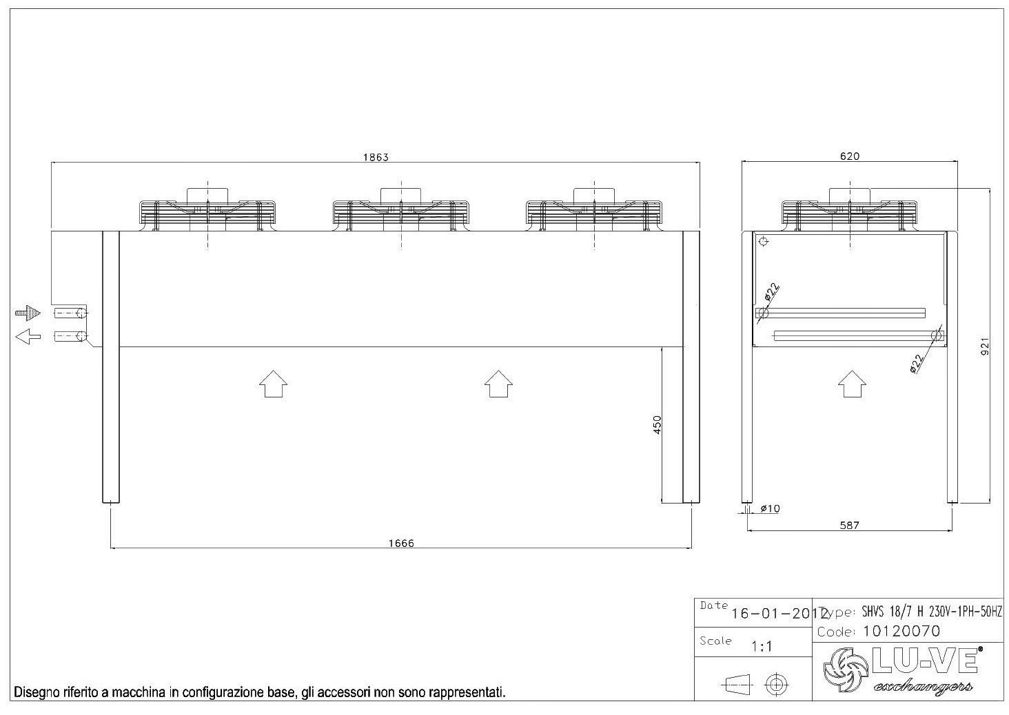 CONDENSATORE ARIA LUVE SHVS 18/7 V VENTIL. 230V Super Hitec Ventilato Silenzioso /Installazione verticale