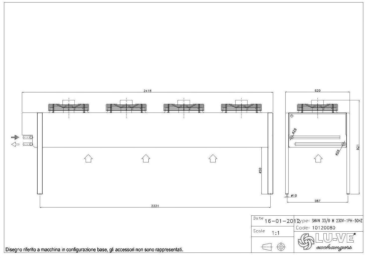 CONDENSATORE ARIA LUVE SHVN 33/0 V VENTIL. EC Super Hitec Ventilato Normale /Installazione verticale