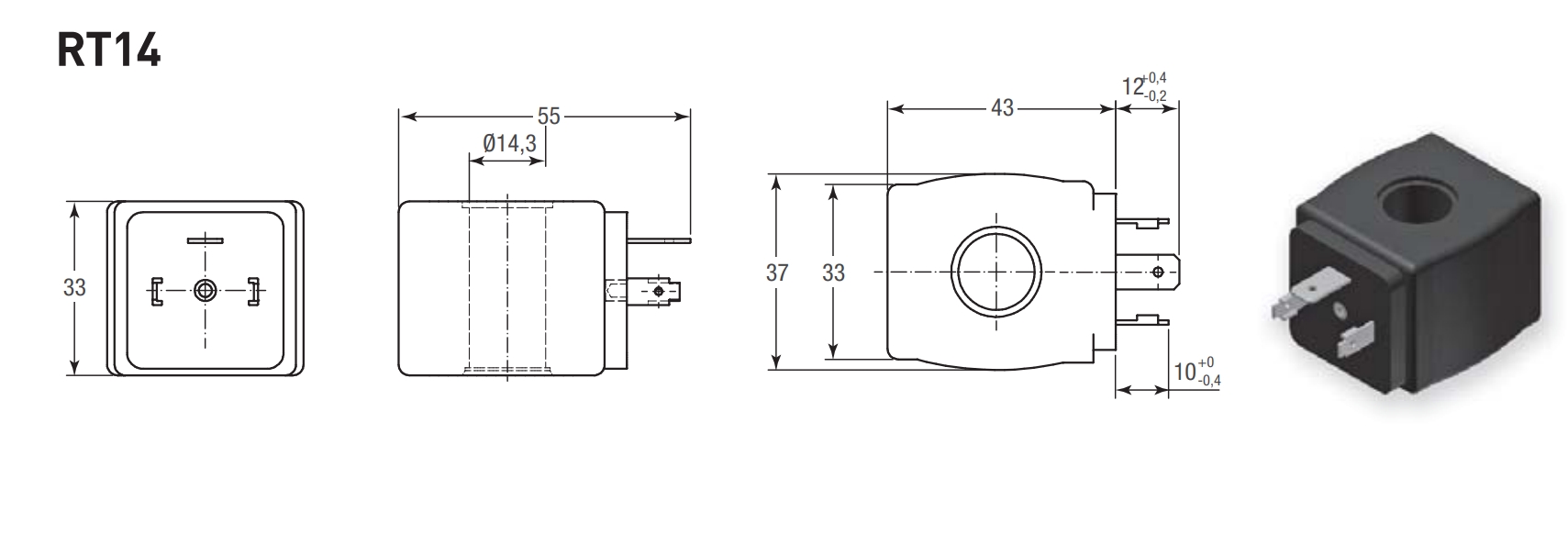 BOBINE POUR VANNE MAGNETIQUE COD. 304987 RT14 230V 50/60HZ