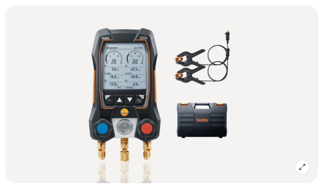 TESTO 550s KIT DE BASE - MANIFOLD ÉLECTRONIQUE INTELLIGENT AVEC SONDES DE TEMPÉRATURE FILAIRES À PINCE 